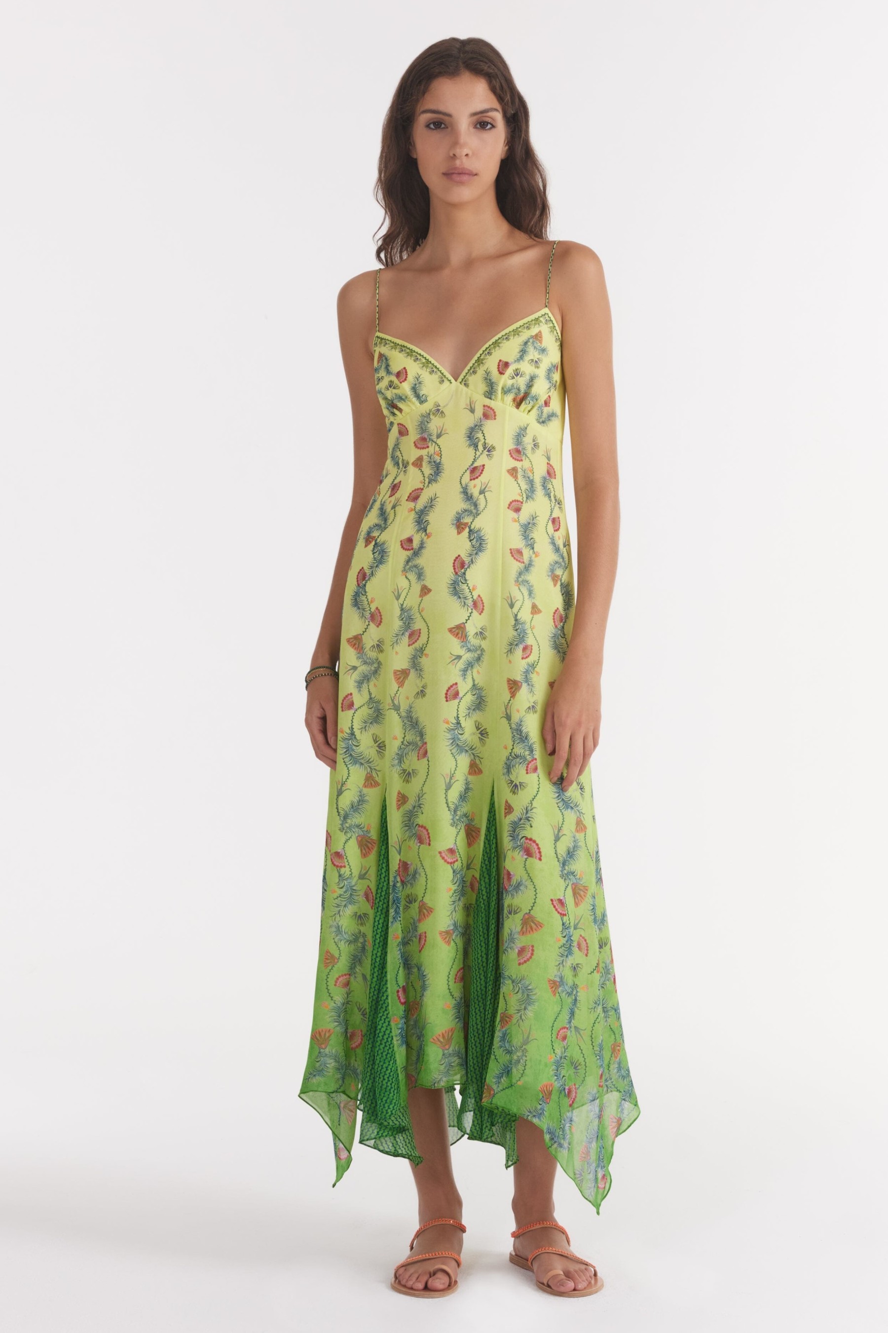 Floral Sweetheart Neckline Sleeveless Midi Dress