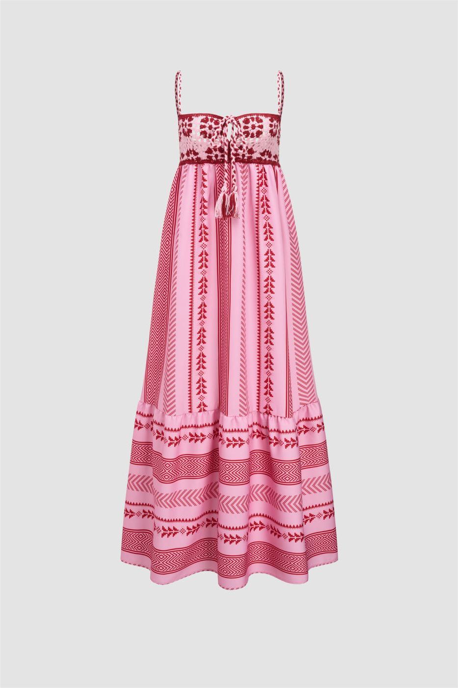 Geometric Patterns Sleeveless Midi Dress