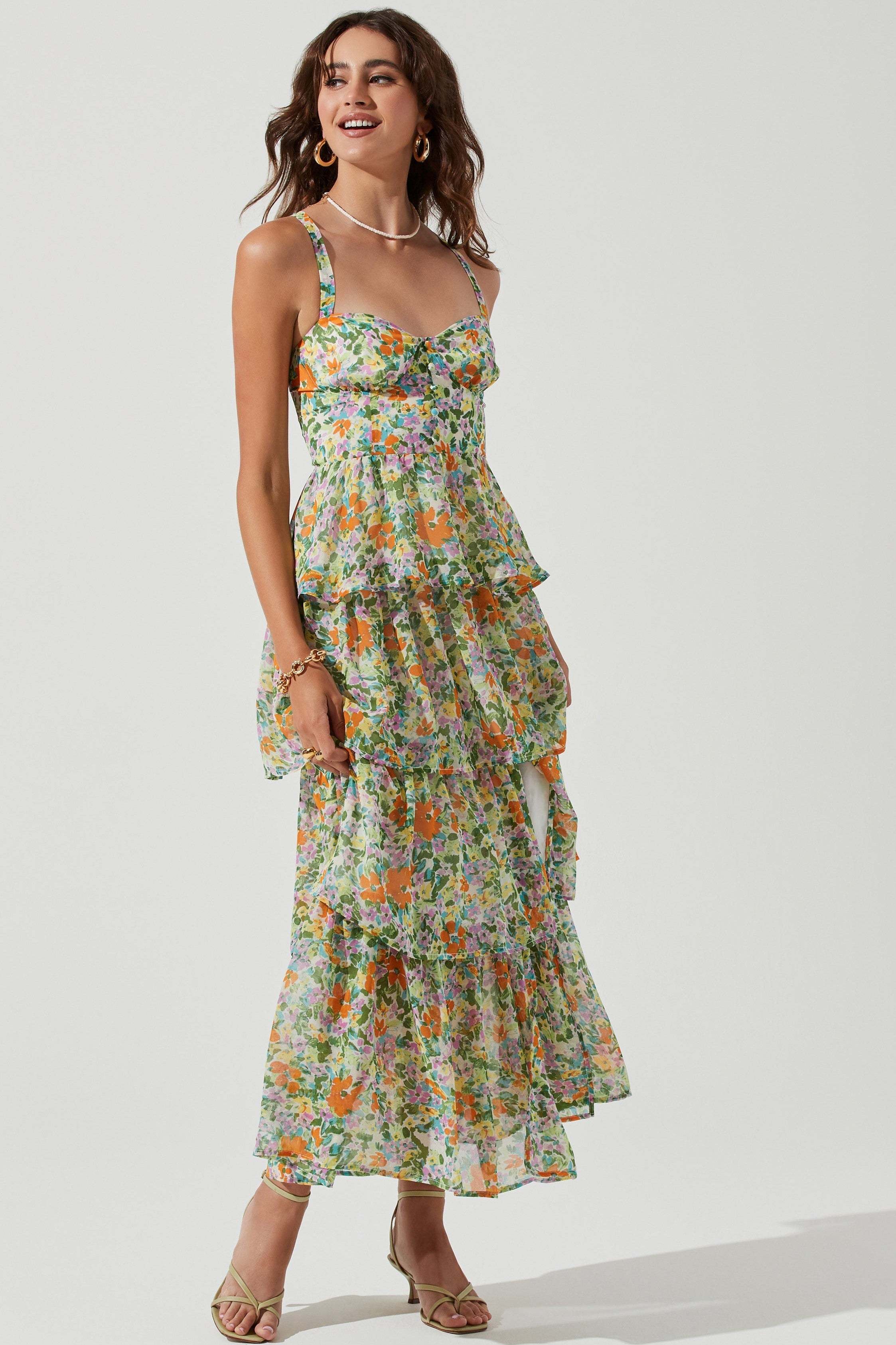 Chic V-Neck Tiered Maxi Cami Dress