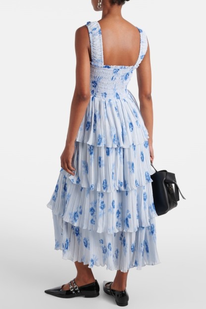 Floral Off Shoulder Frill Smocking Midi Dress