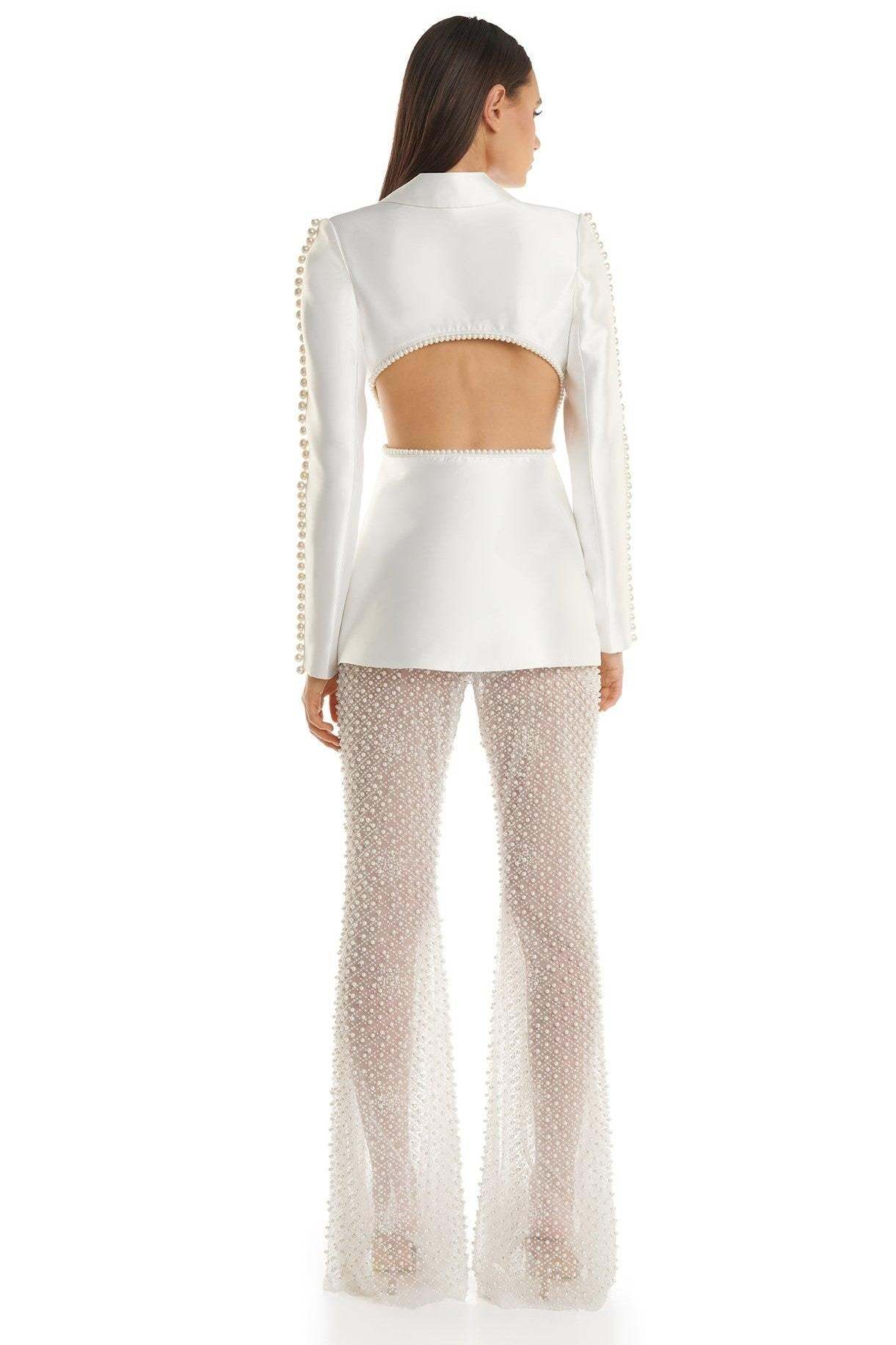 Beaded Sequin Mesh Pants
