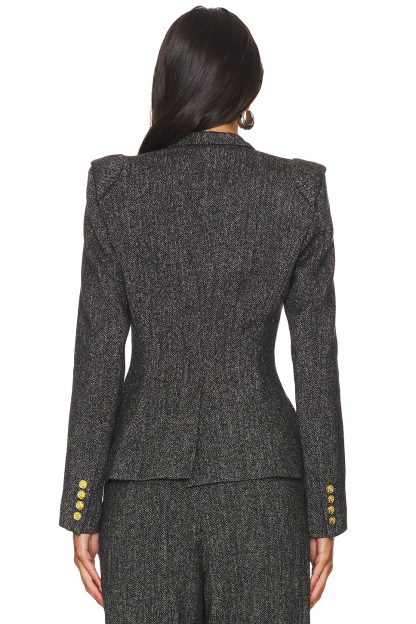 Metal Button Flapped Blazer &  High Waist Pants Set
