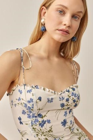 Floral Lace-Up Sleeveless Midi Dress