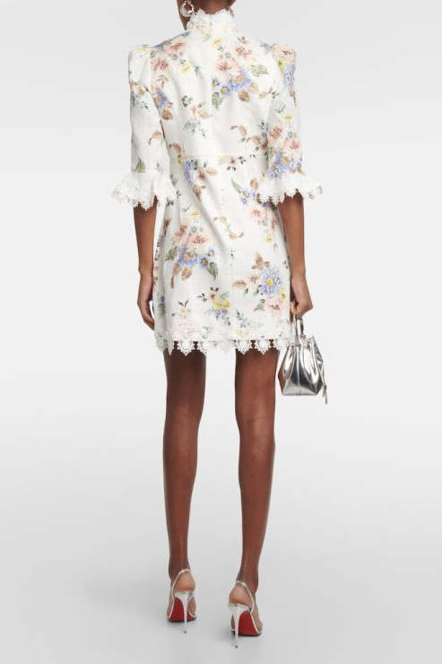 Floral Lace Button Long Sleeve Mini Dress – jardinvue