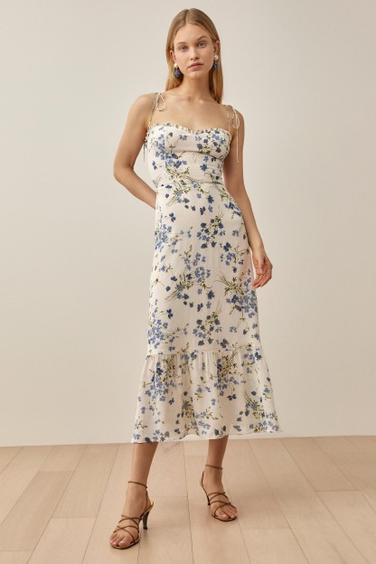 Floral Lace-Up Sleeveless Midi Dress