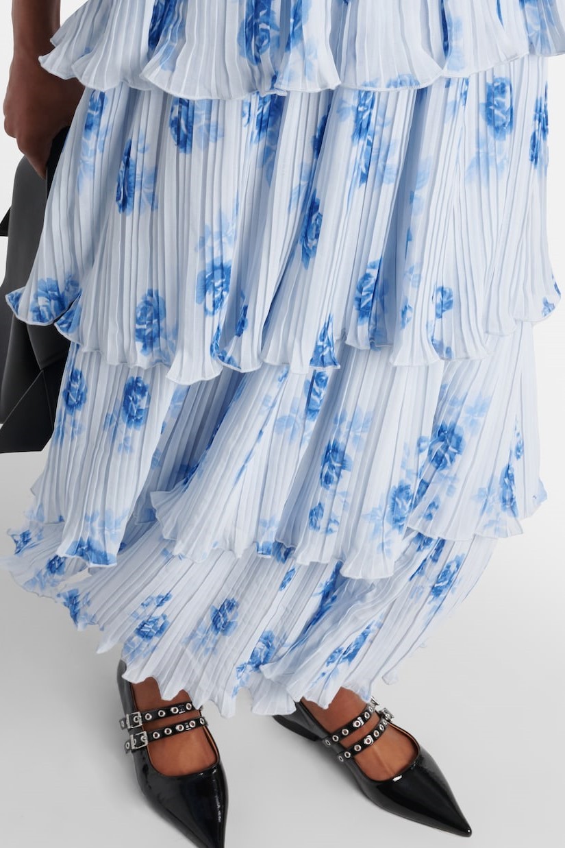 Floral Off Shoulder Frill Smocking Midi Dress