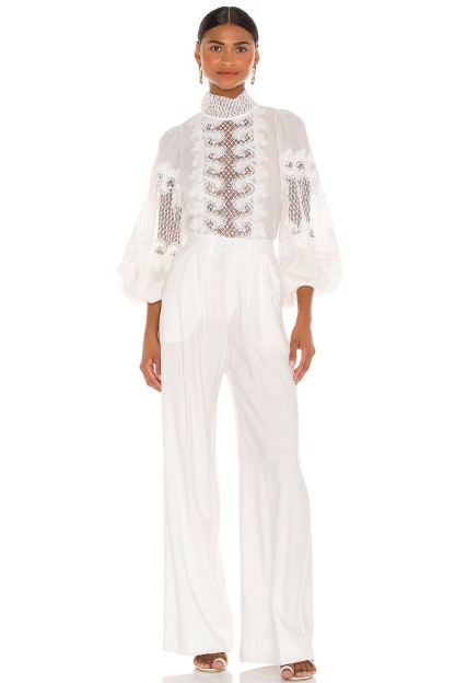 Lace Long Sleeve High Neckline Top