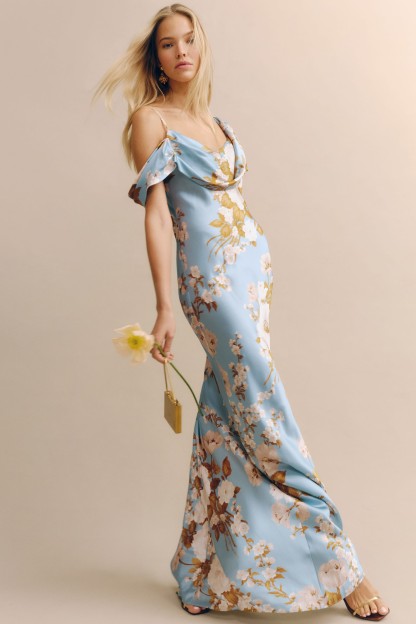 Floral Strapless Off-Shoulder Maxi Dress
