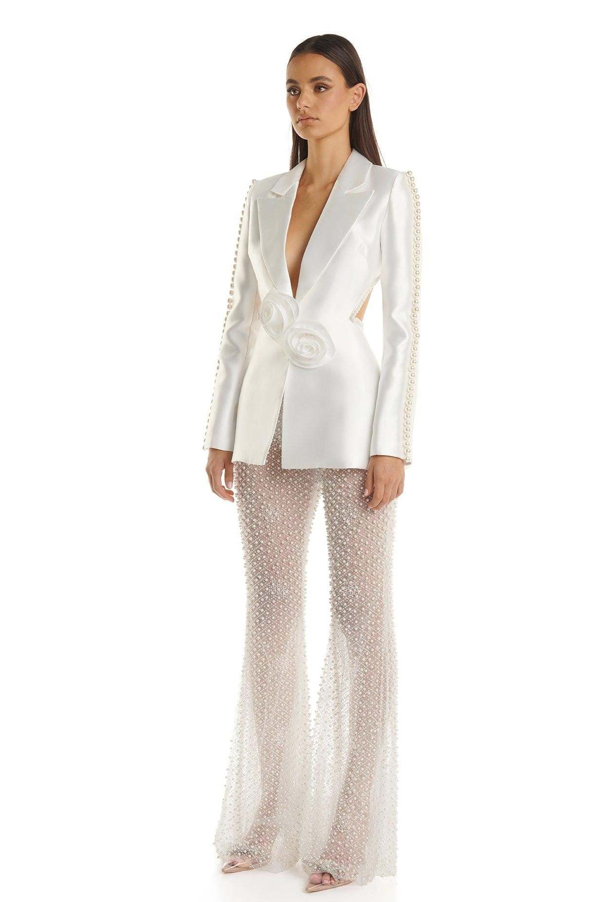 Beaded Sequin Mesh Pants
