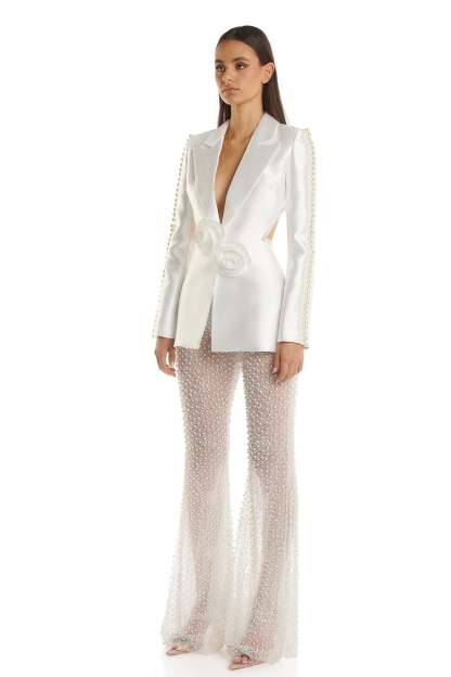 Beaded Sequin Mesh Pants