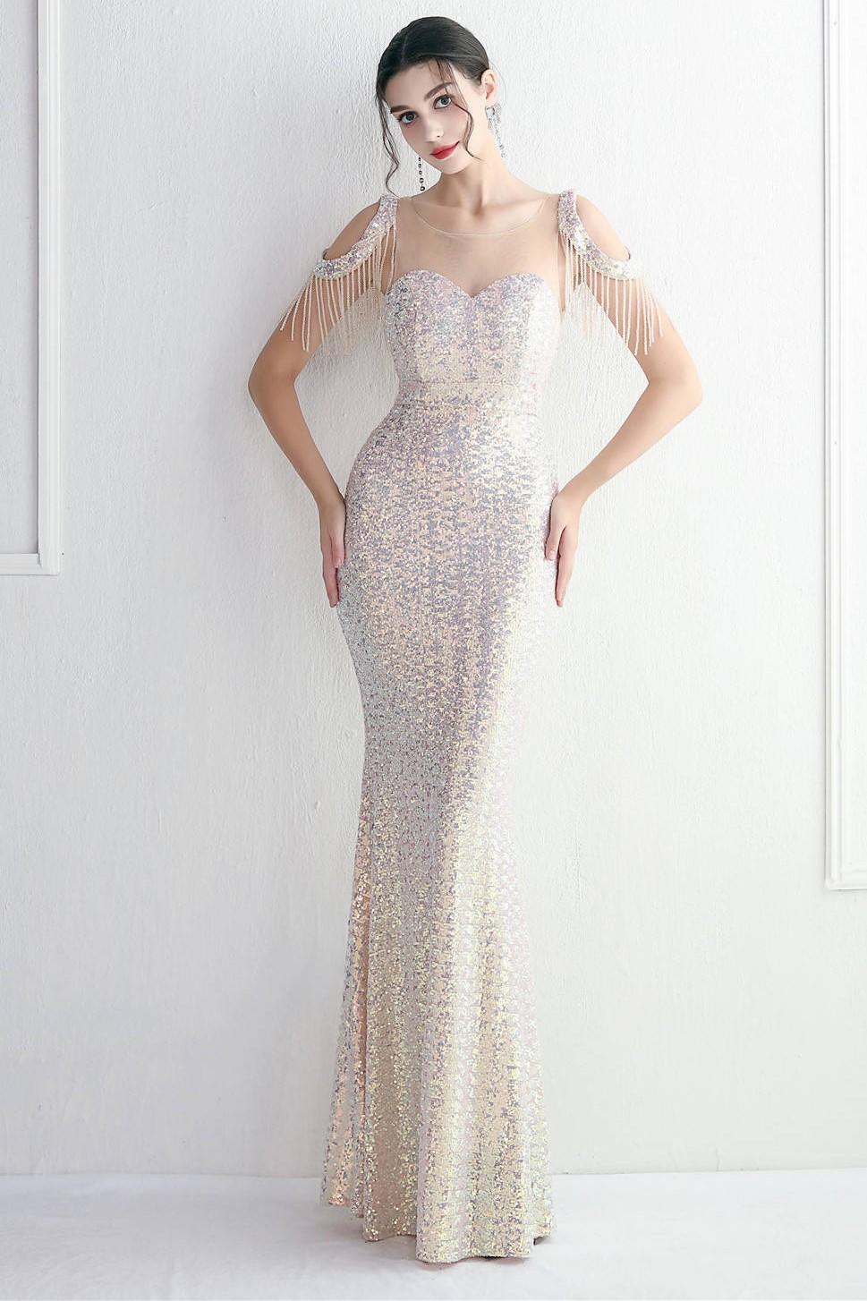Sequin Sweetheart Neckline Sleeveless Mermaid Maxi Dress