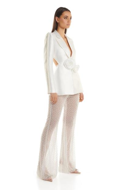 Beaded Sequin Mesh Pants