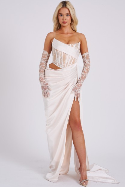 Lace Corset Split Maxi Dress