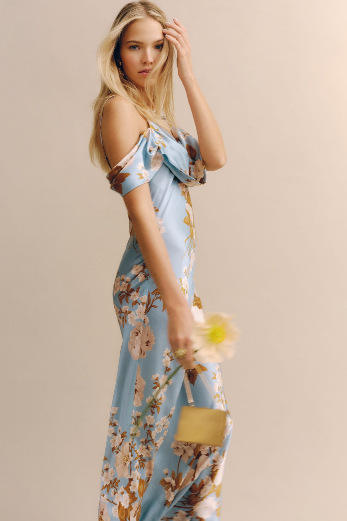 Floral Strapless Off-Shoulder Maxi Dress