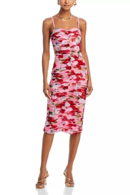 Mesh Floral Slip Midi Dress