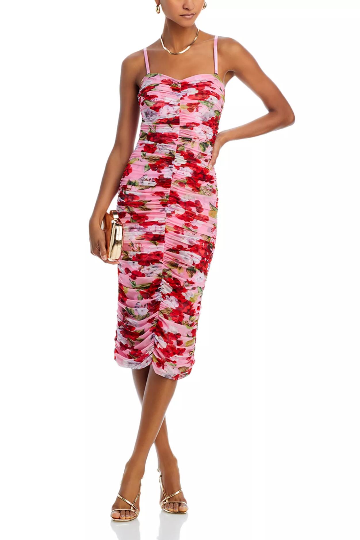 Mesh Floral Slip Midi Dress