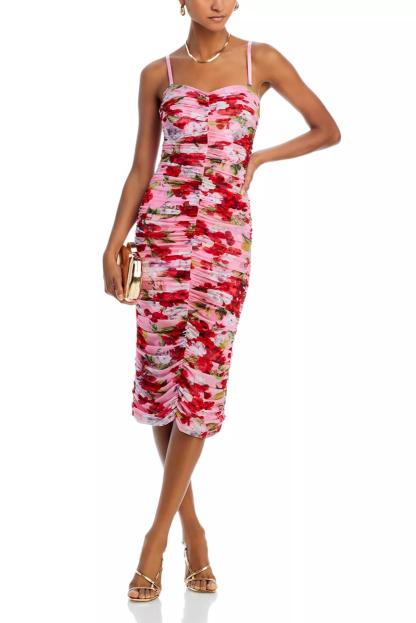 Mesh Floral Slip Midi Dress