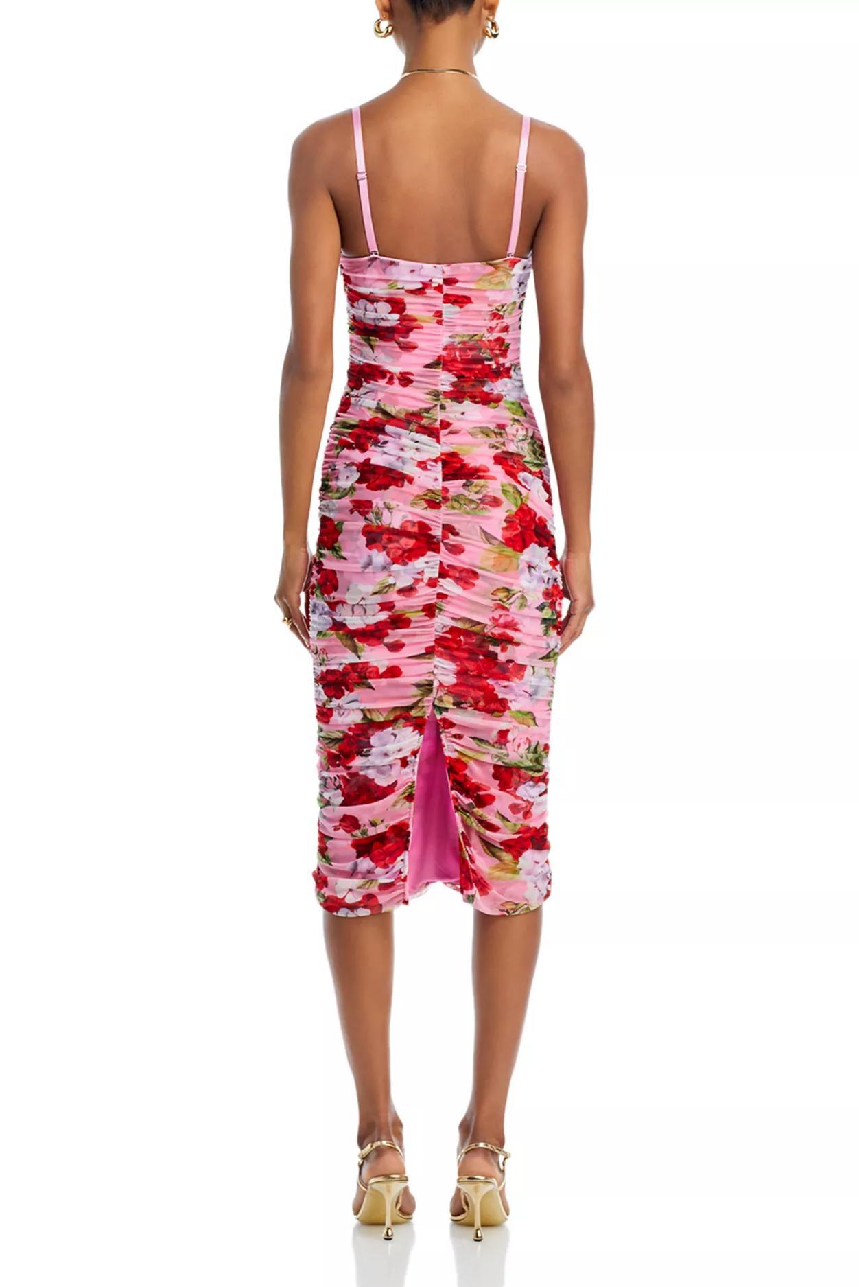Mesh Floral Slip Midi Dress