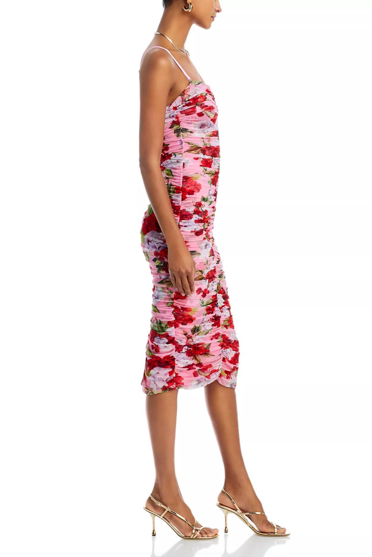Mesh Floral Slip Midi Dress