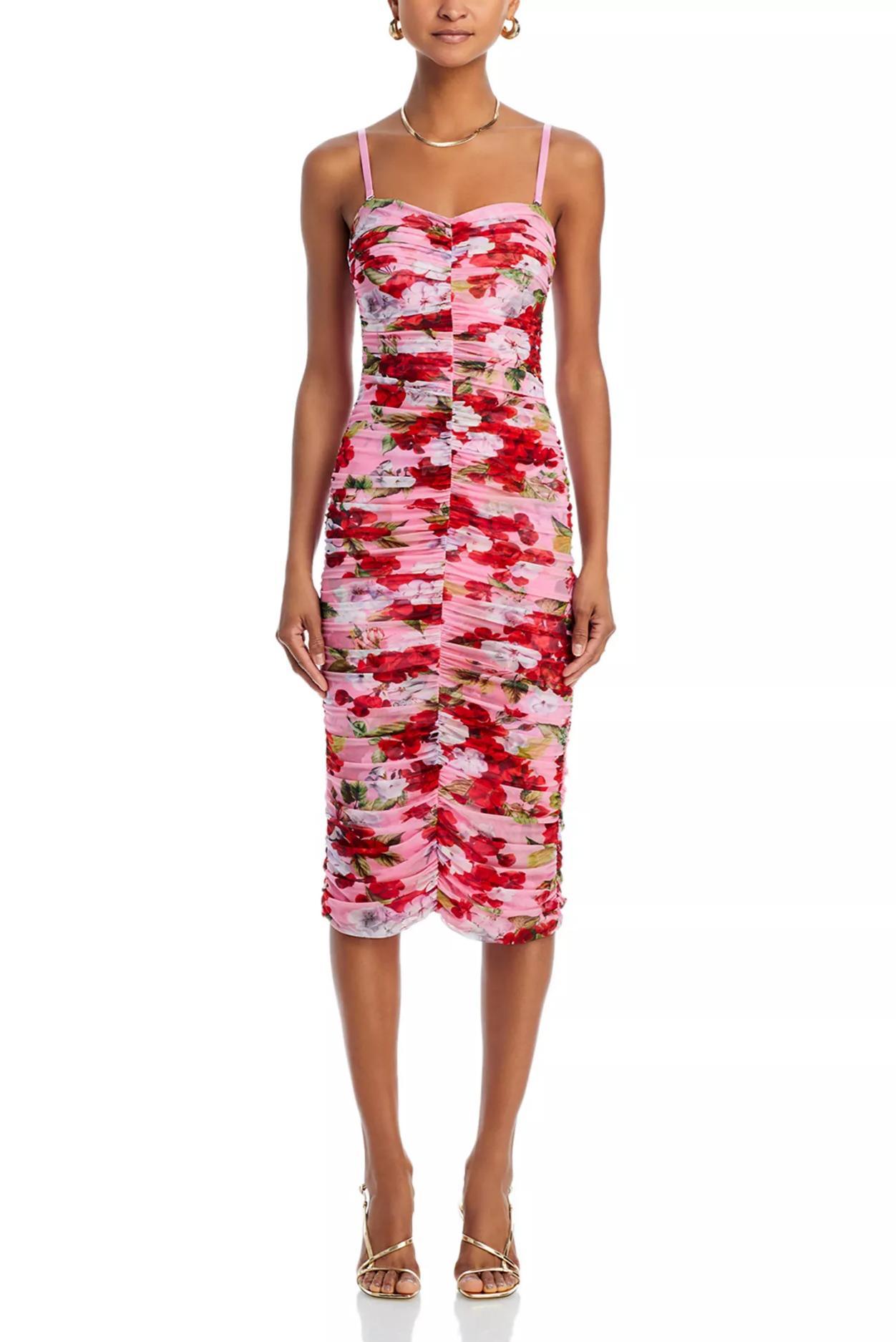 Mesh Floral Slip Midi Dress