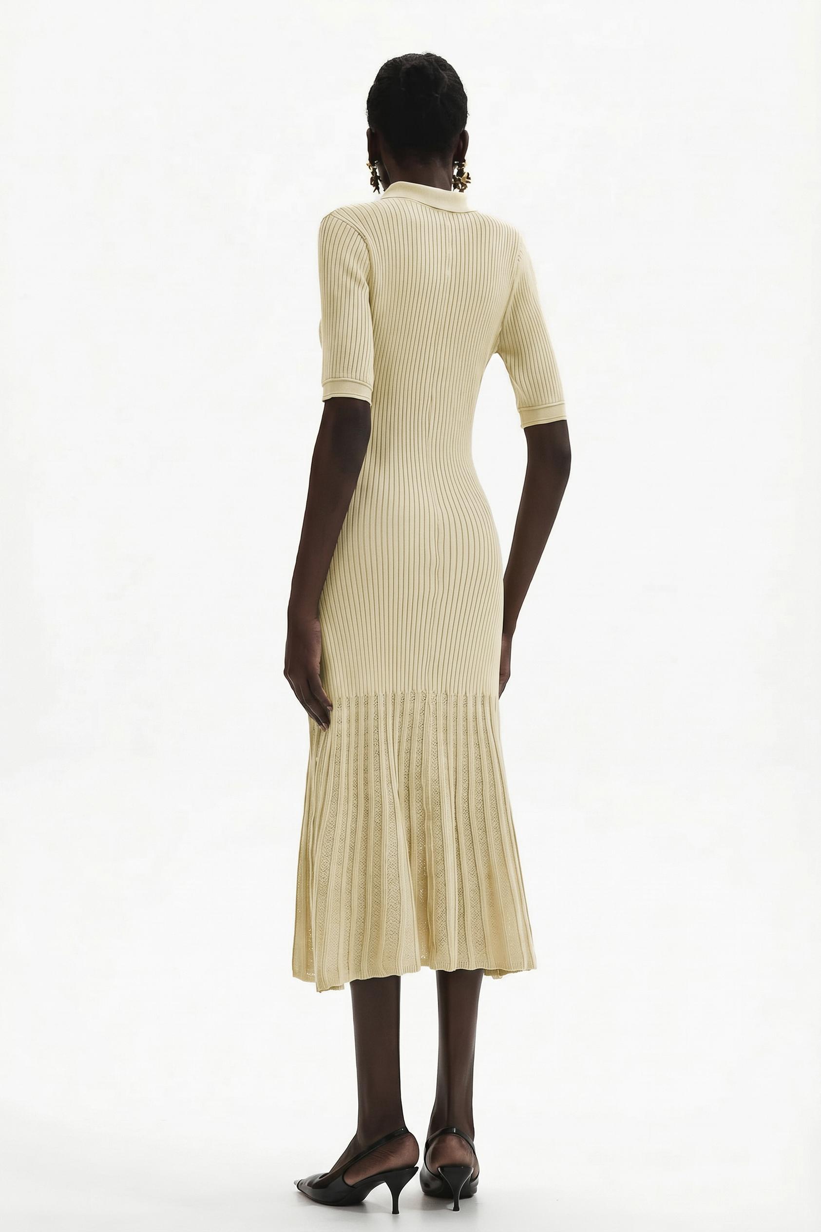 Jersey Flapped Metal Button Midi Dress