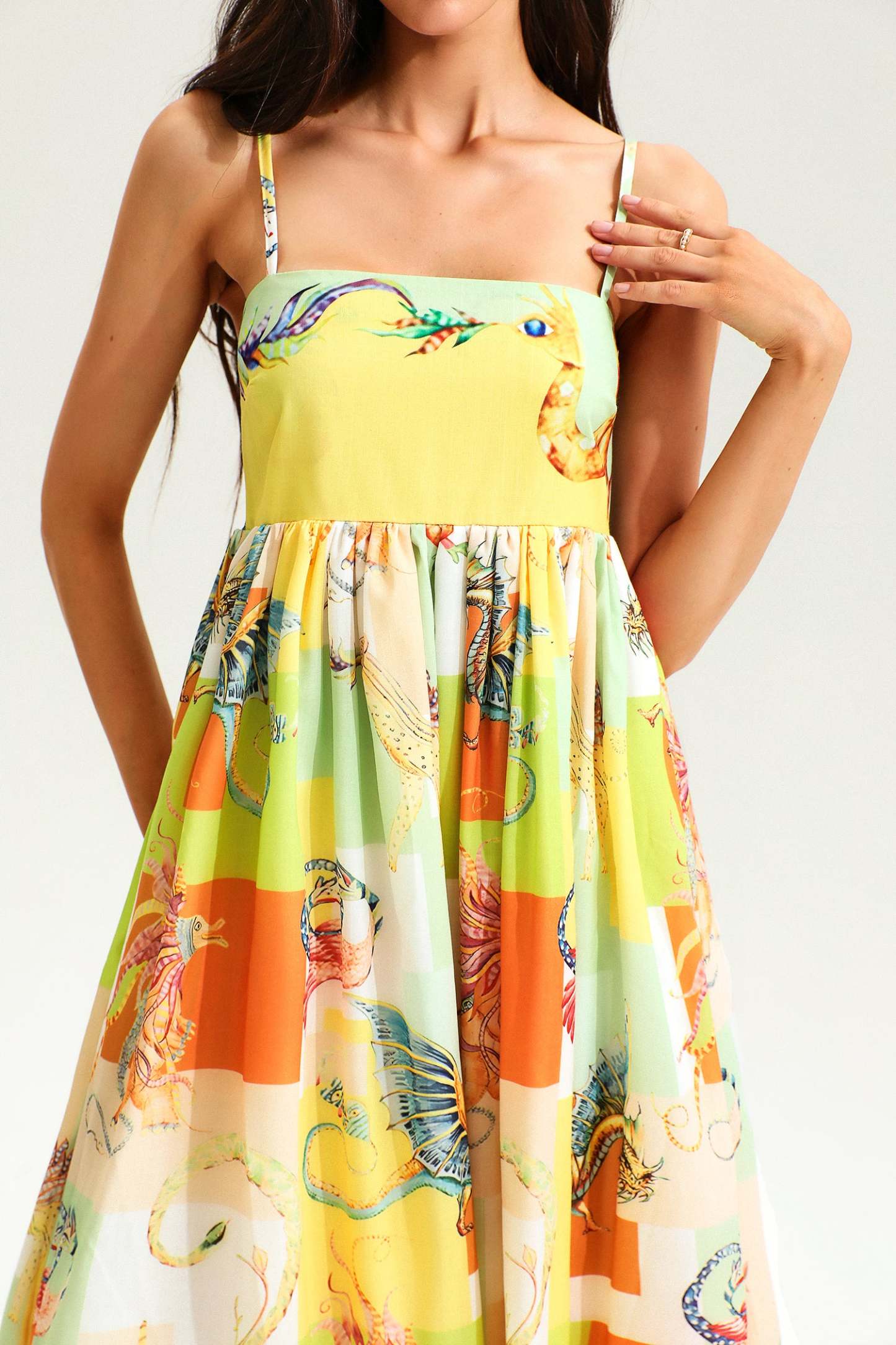 Animal Print Color-Blocking Backless Slim High-Waisted Maxi Dress