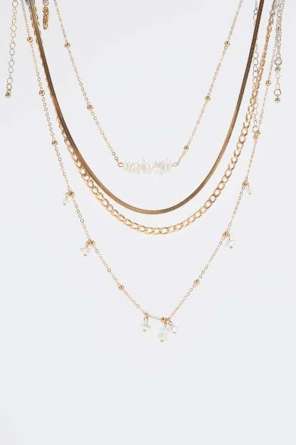 Faux Pearl Metal Multi-Layered Necklace