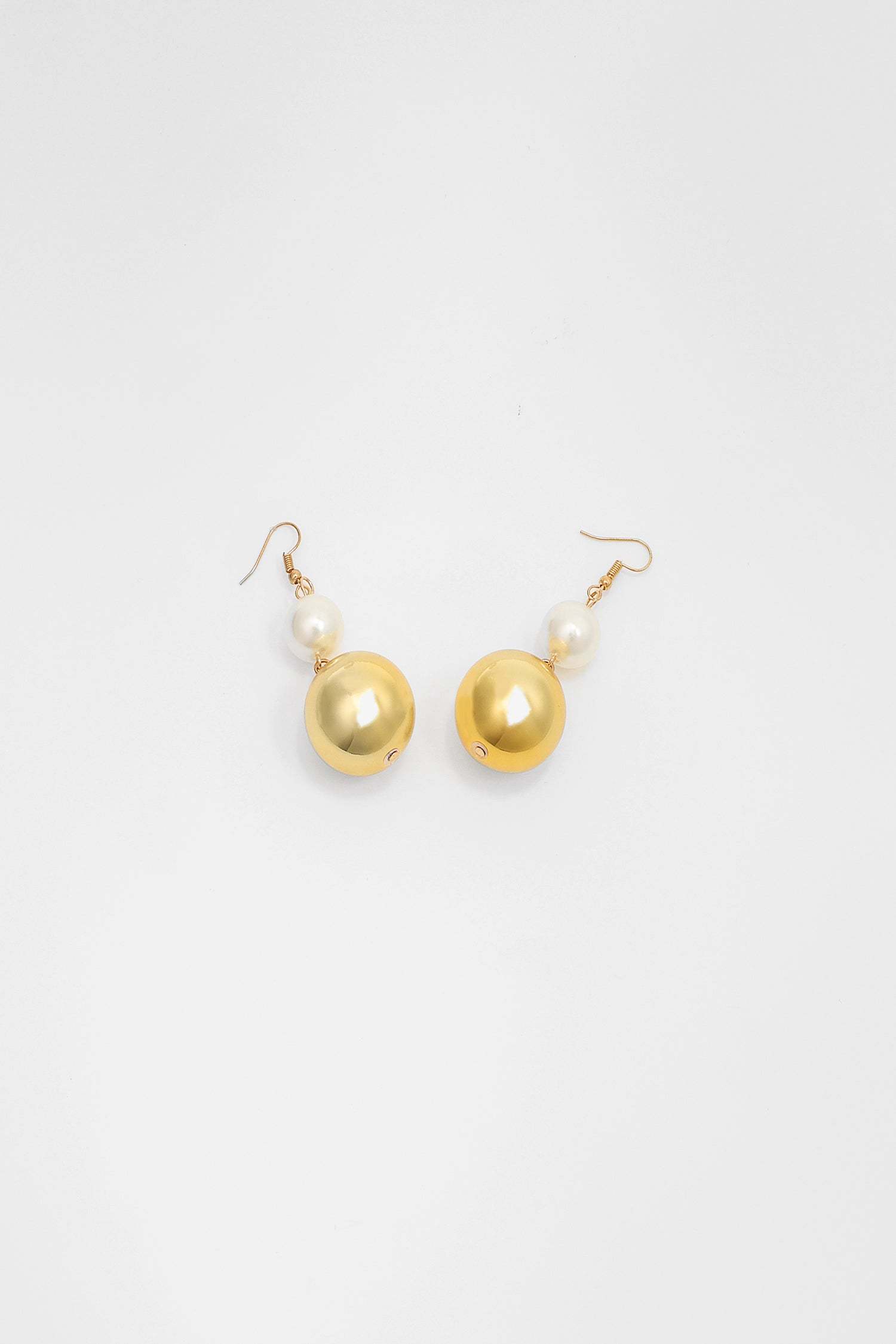 Faux Pearl Metal Ball Necklace & Earrings Set