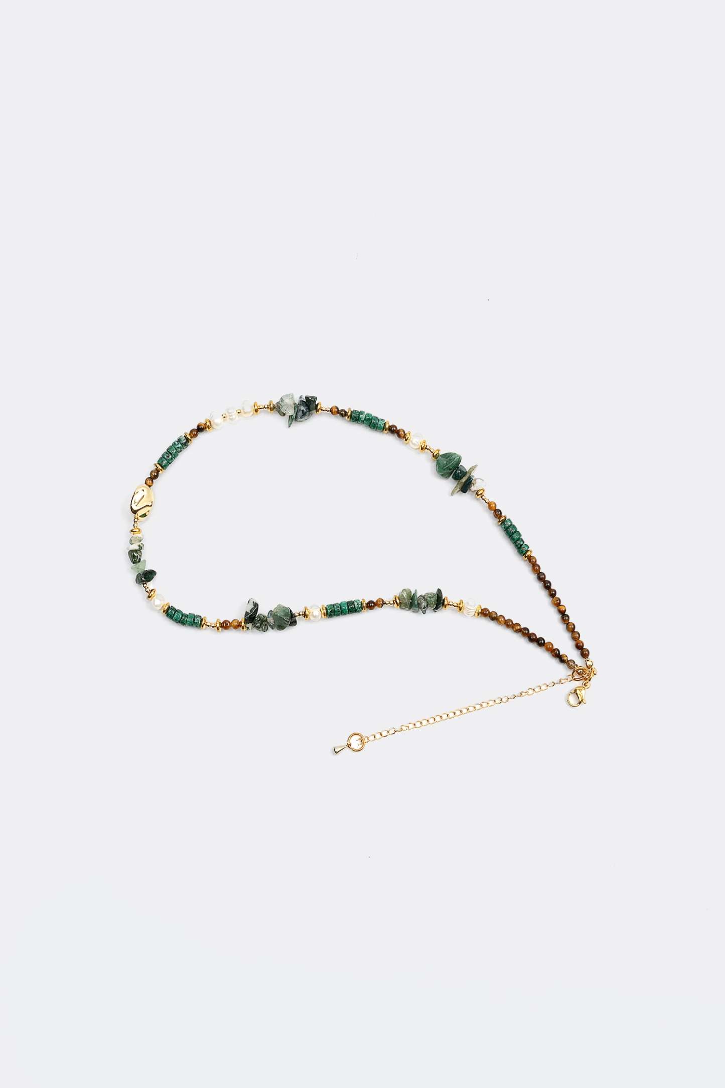 Faux Pearl & Stone Beaded Necklace