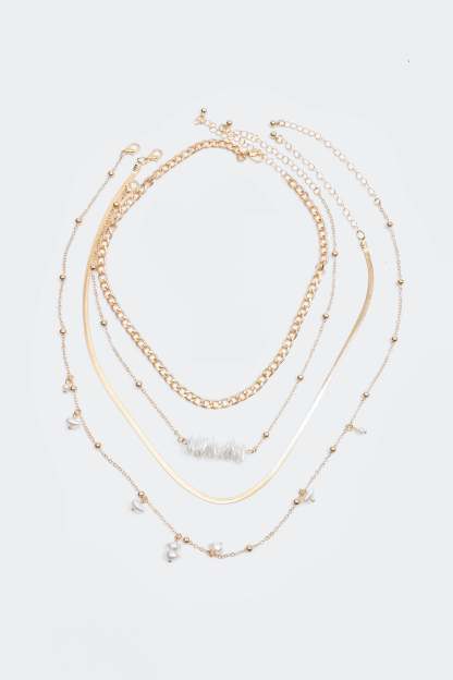 Faux Pearl Metal Multi-Layered Necklace