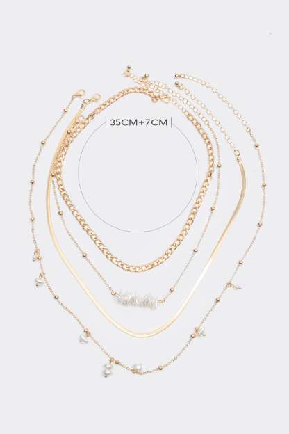 Faux Pearl Metal Multi-Layered Necklace