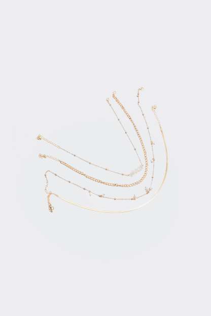 Faux Pearl Metal Multi-Layered Necklace