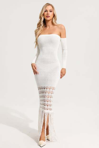 Knit Cut-Out Strapless Maxi Dress
