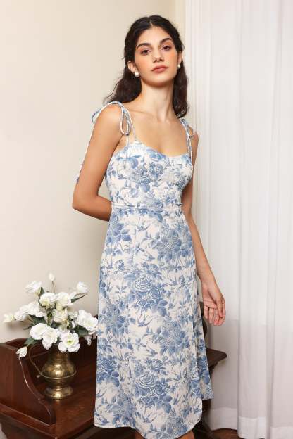 Printed Cami Slit Midi Dress