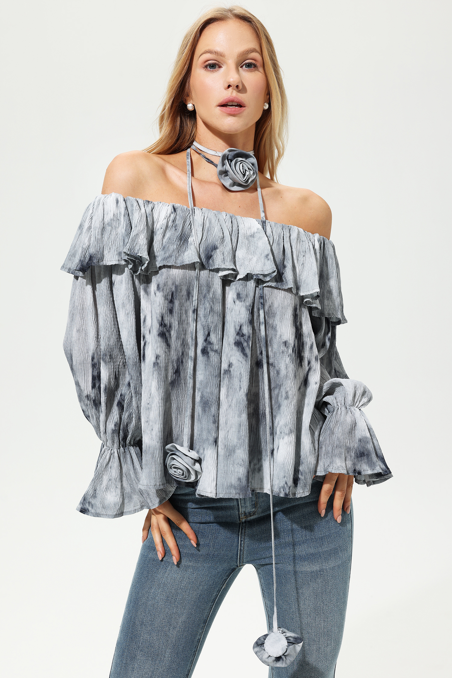 Off-Shoulder Ruffle Hem Top