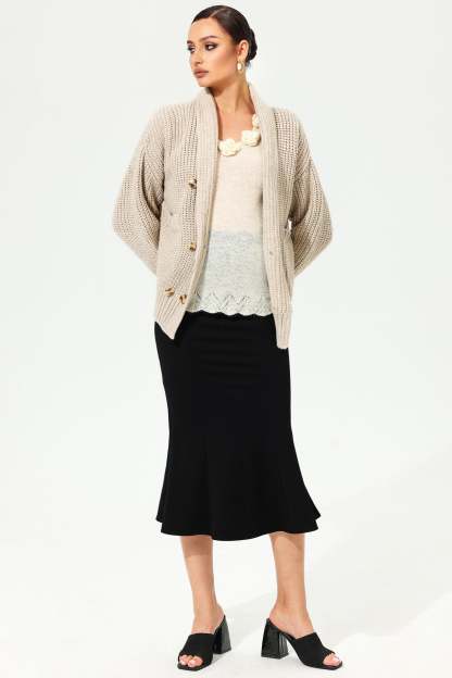 Long Sleeve Turtleneck Chunky Pins Sweater