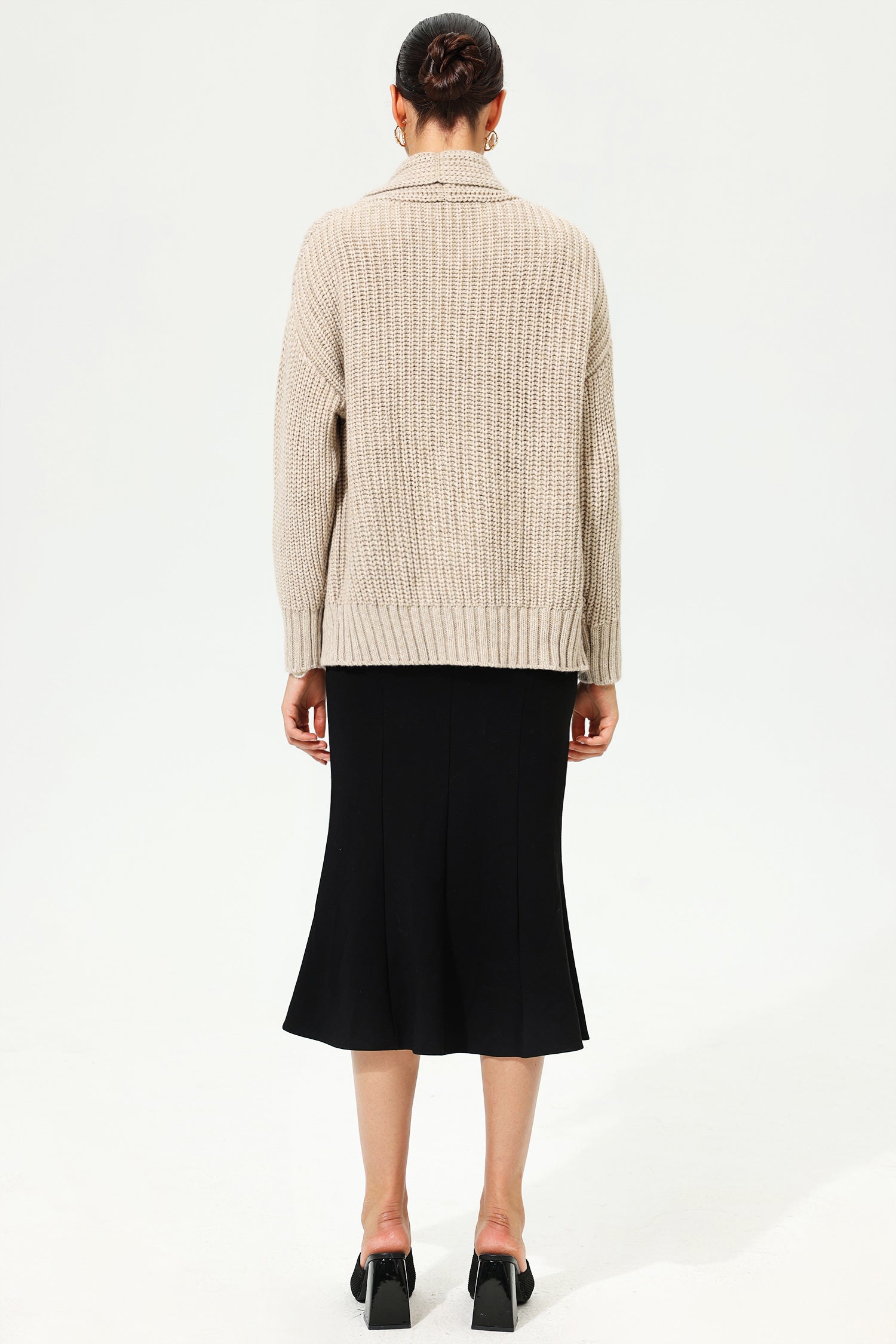 Long Sleeve Turtleneck Chunky Pins Sweater