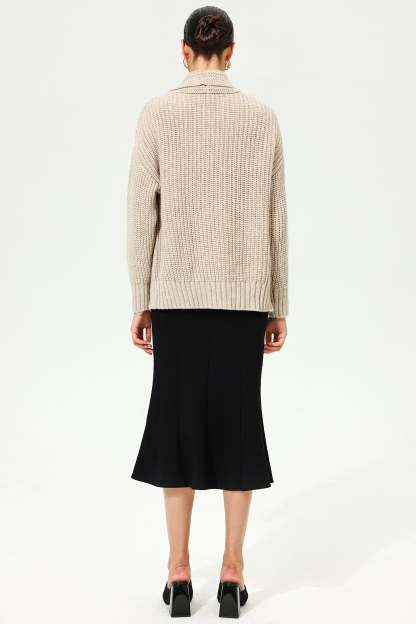 Long Sleeve Turtleneck Chunky Pins Sweater