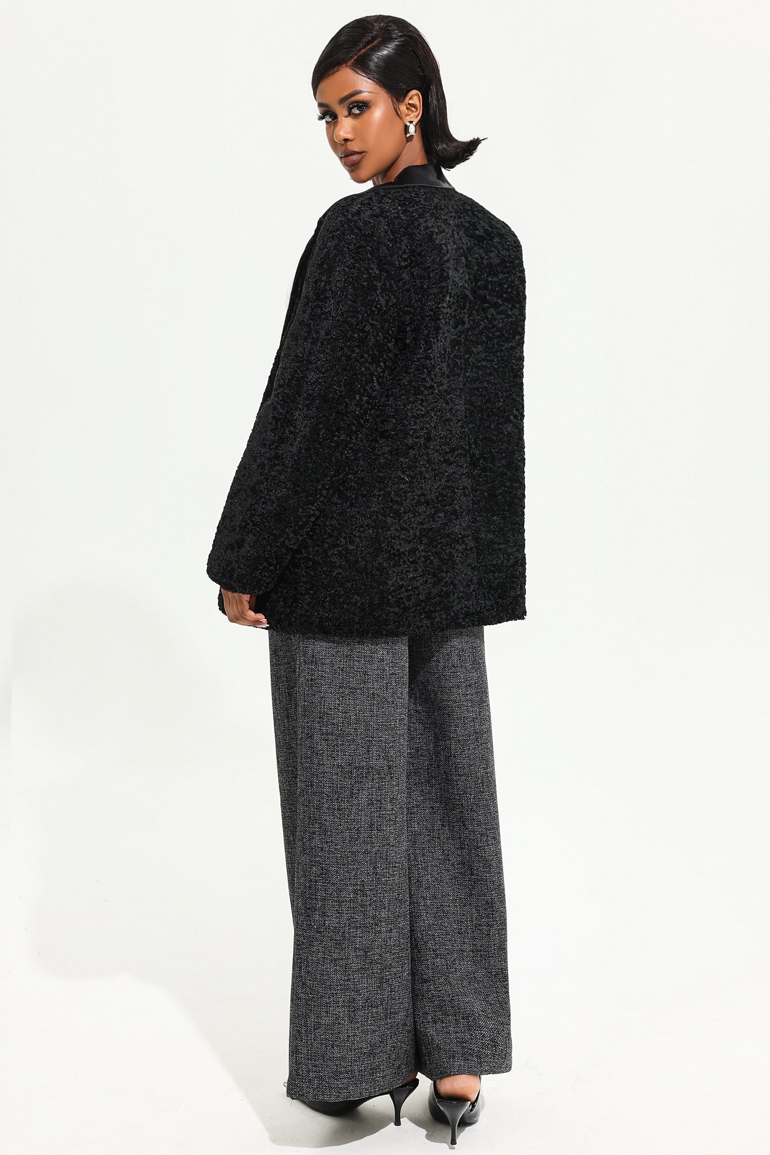 Velvet Long Sleeve Black Maxi Blazer