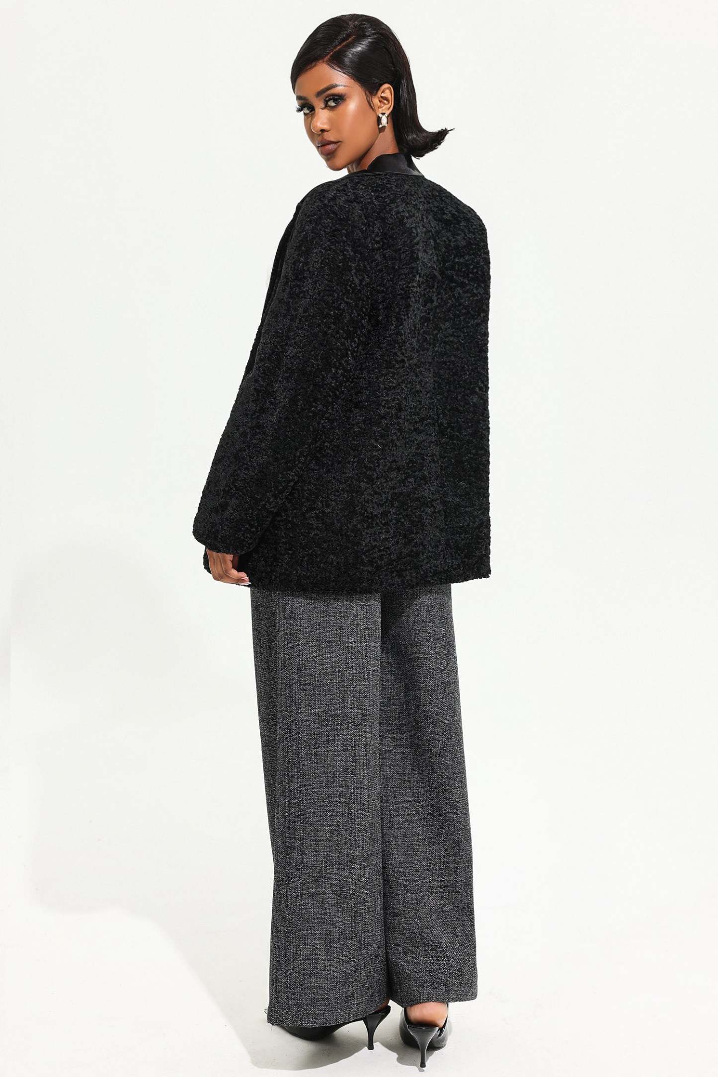 Velvet Long Sleeve Black Maxi Blazer