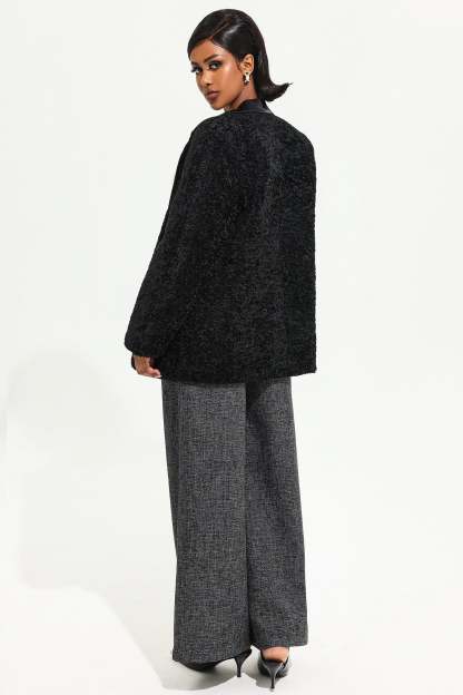 Velvet Long Sleeve Black Maxi Blazer