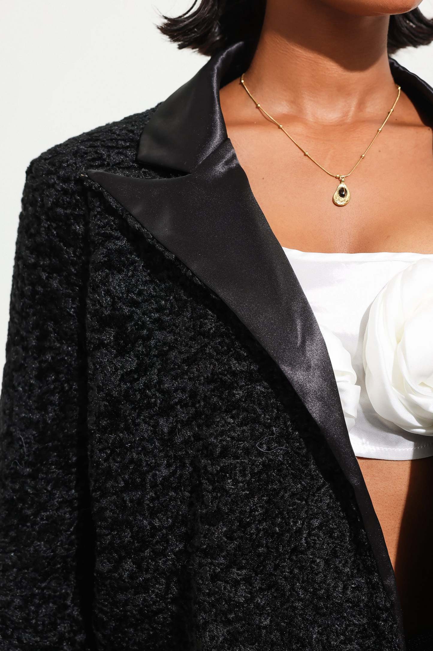 Velvet Long Sleeve Black Maxi Blazer