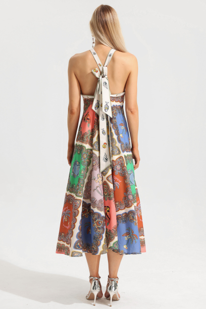 Paisley Halter Neck Midi Dress