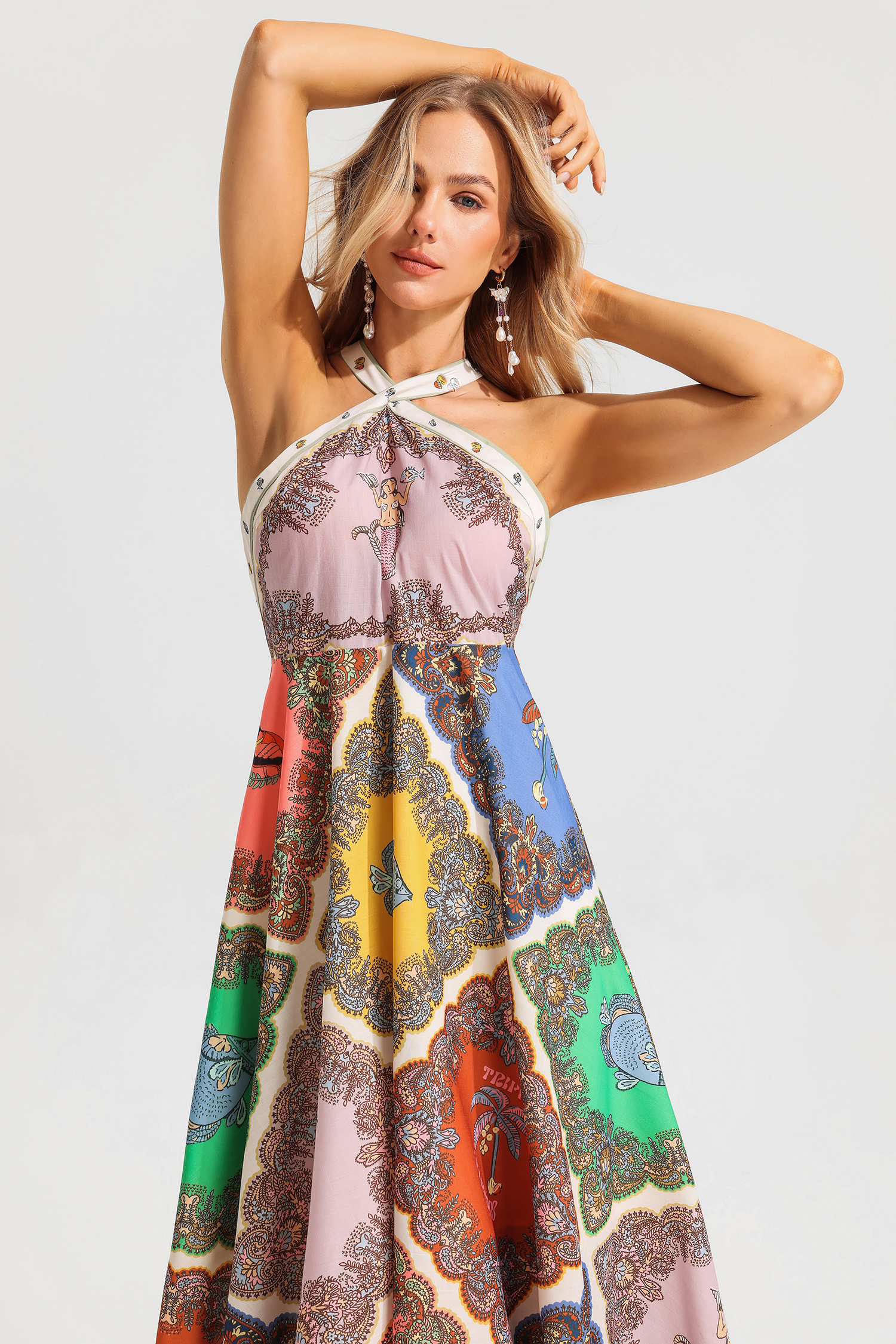Paisley Halter Neck Midi Dress