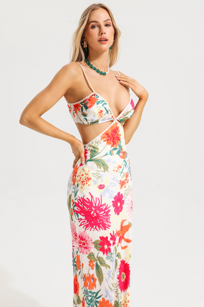 Floral Cut-Out Slip Maxi Dress