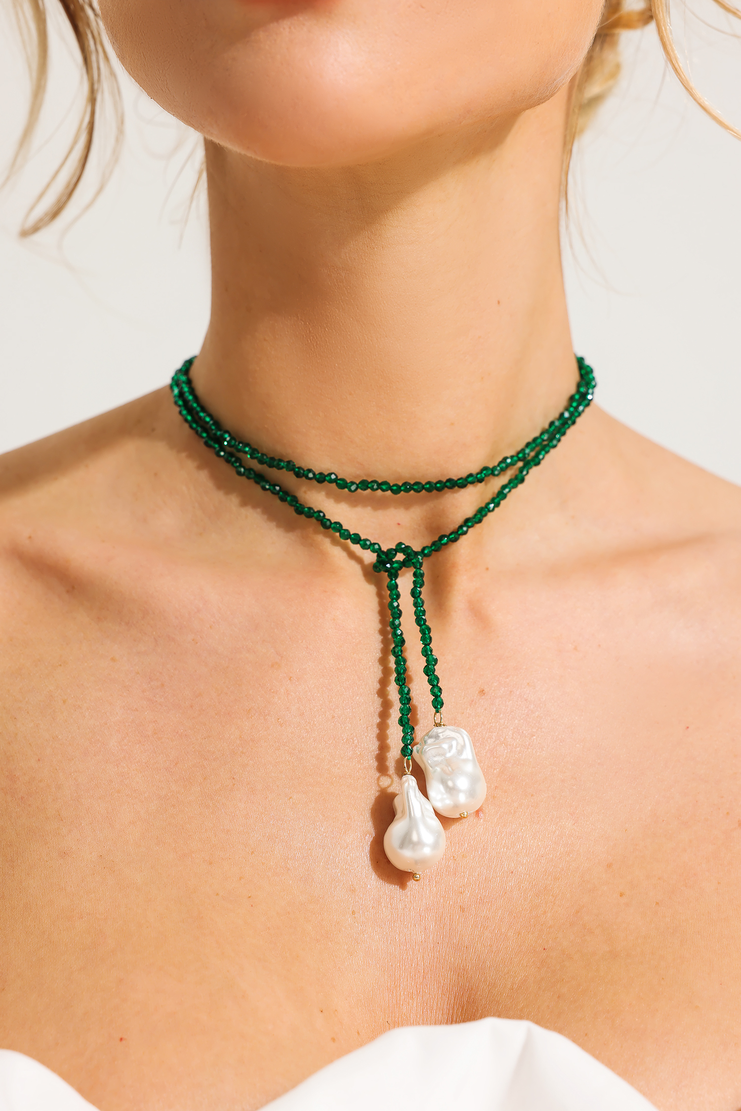 Chalcedony Geometric Irregular Natural Pearl Necklace