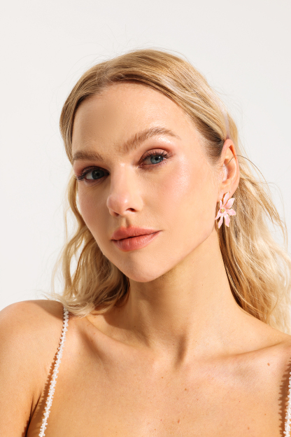 Floral Enamel Stud Earrings