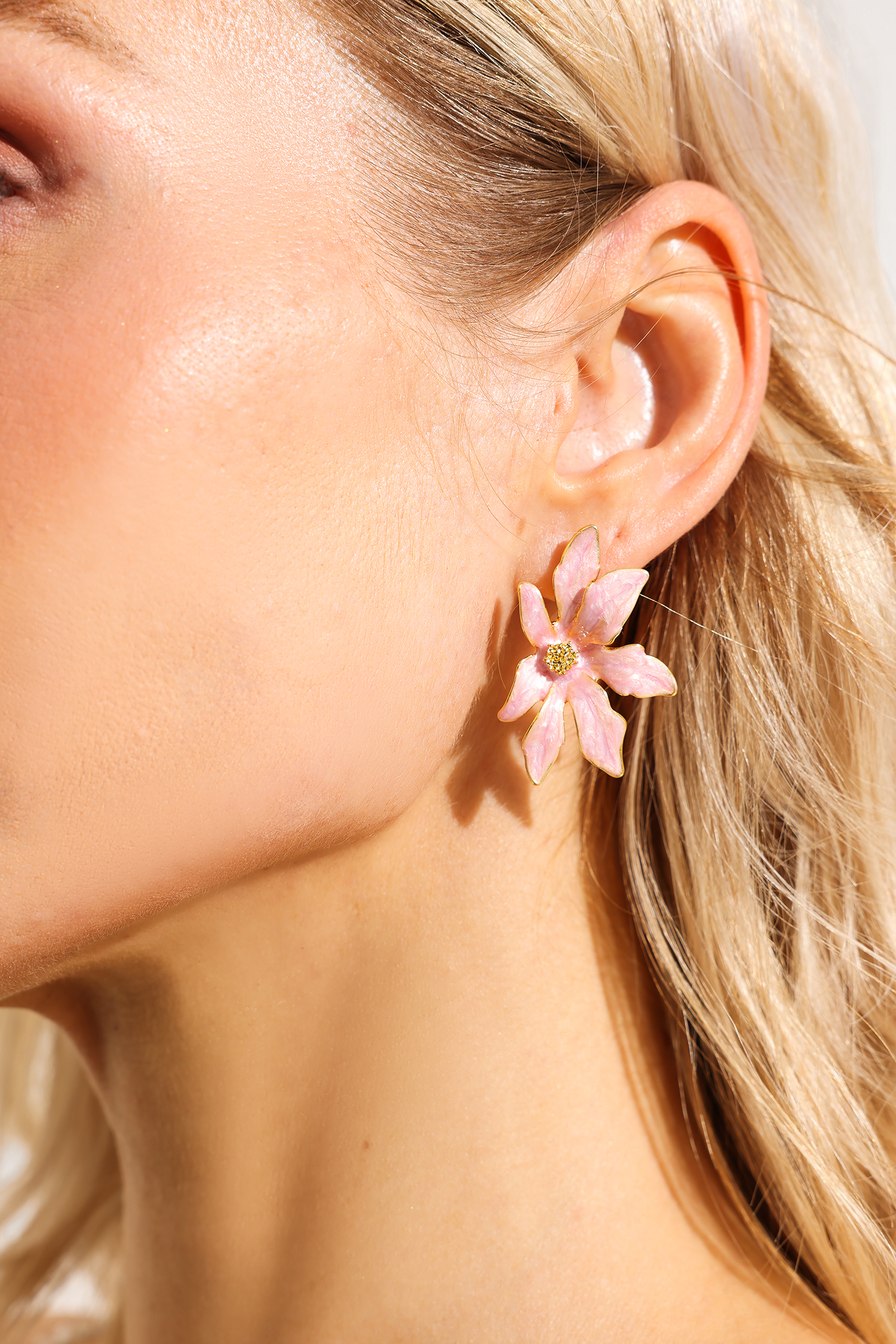 Floral Enamel Stud Earrings