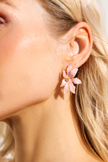 Floral Enamel Stud Earrings