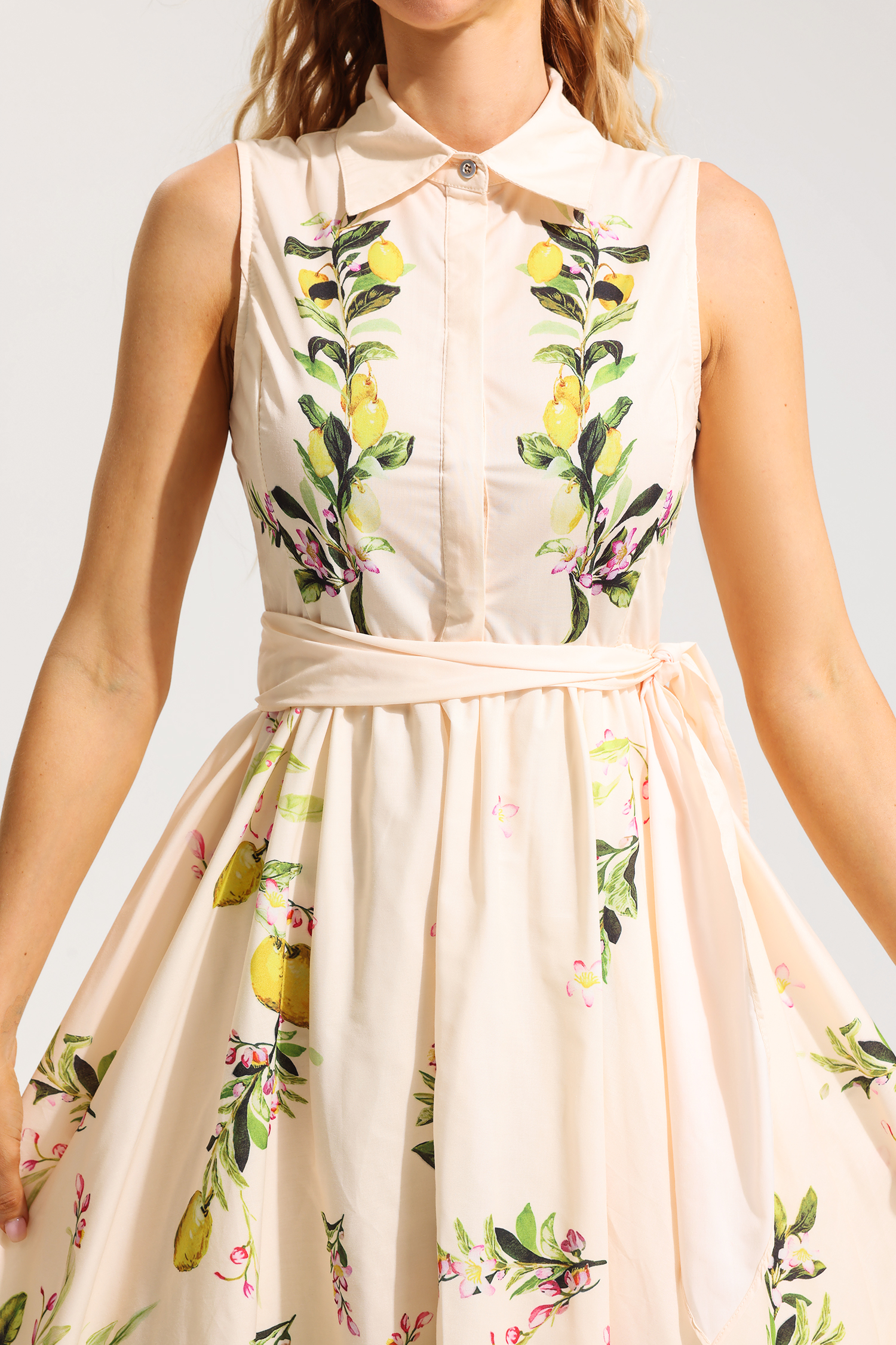 Floral Sleeveless Lace Up Midi Dress